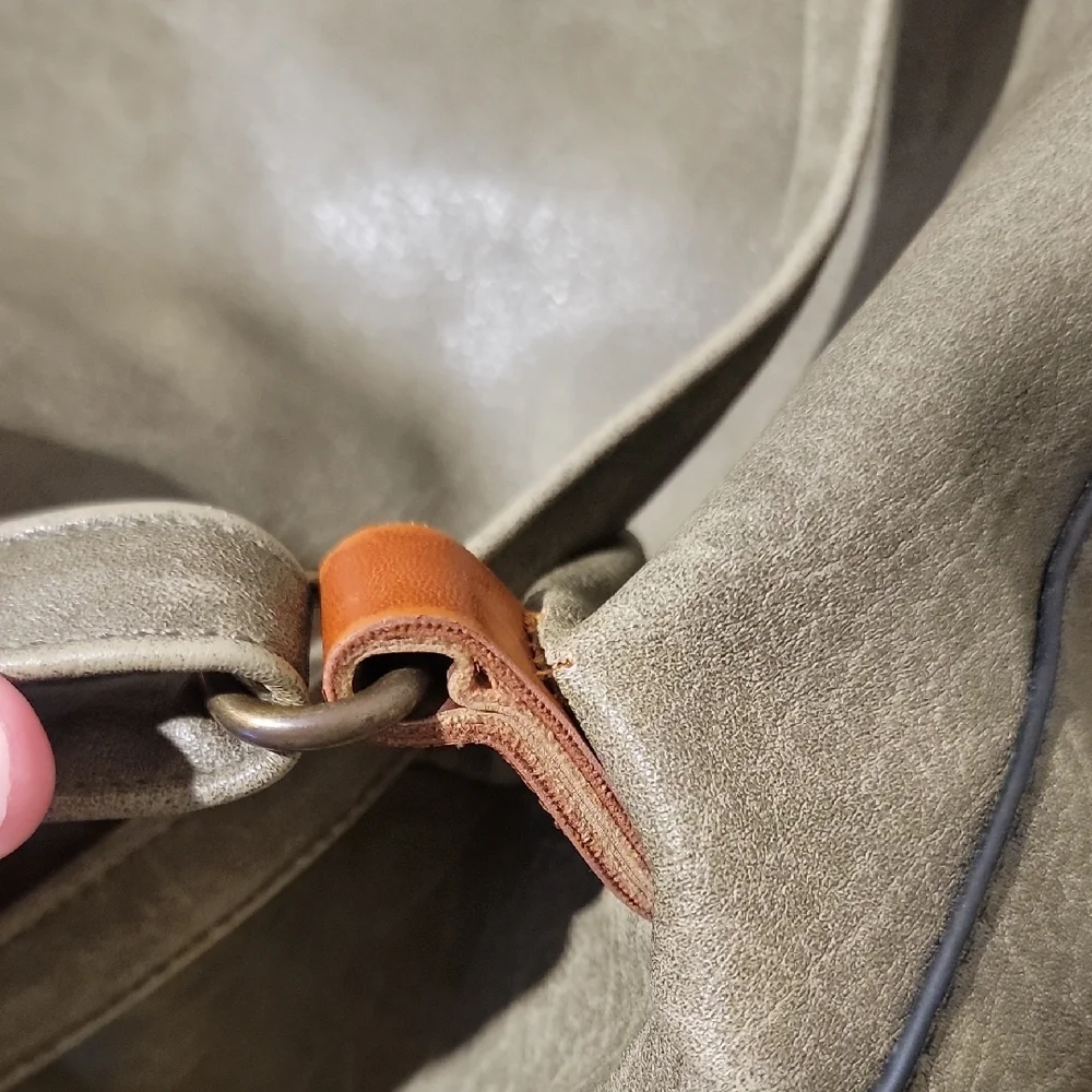 Green Roll-Top Backpack with Leather Accents